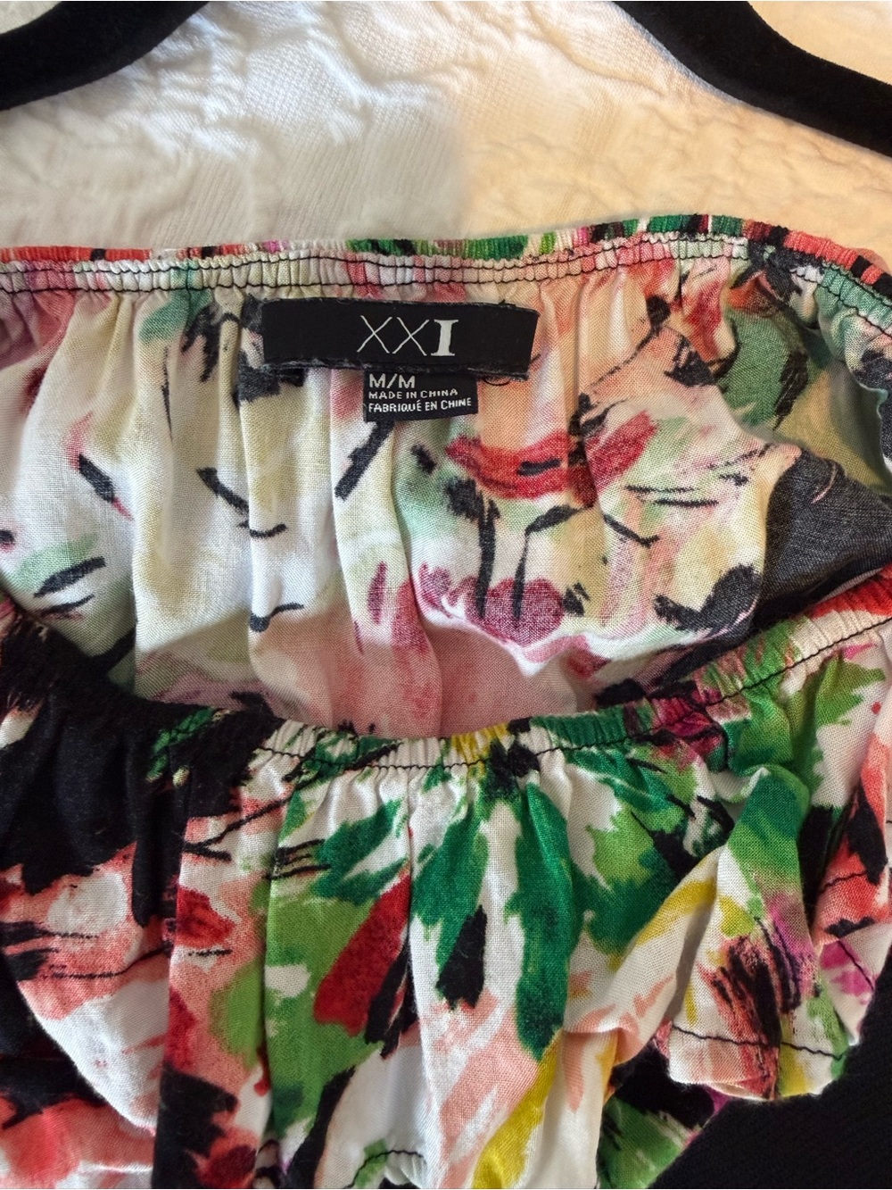 Forever 21 XXI Floral Ruffle Strapless Mini Dress Sz M - Picture 3 of 4